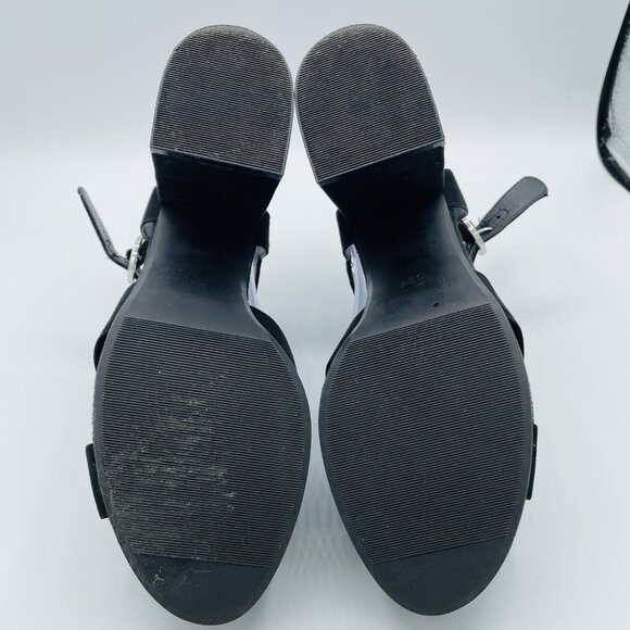 Divided H&M Shoes Womens Size 8 Black Heels Sandals Ankle Strap Buckle Strappy - Picture 9 of 13